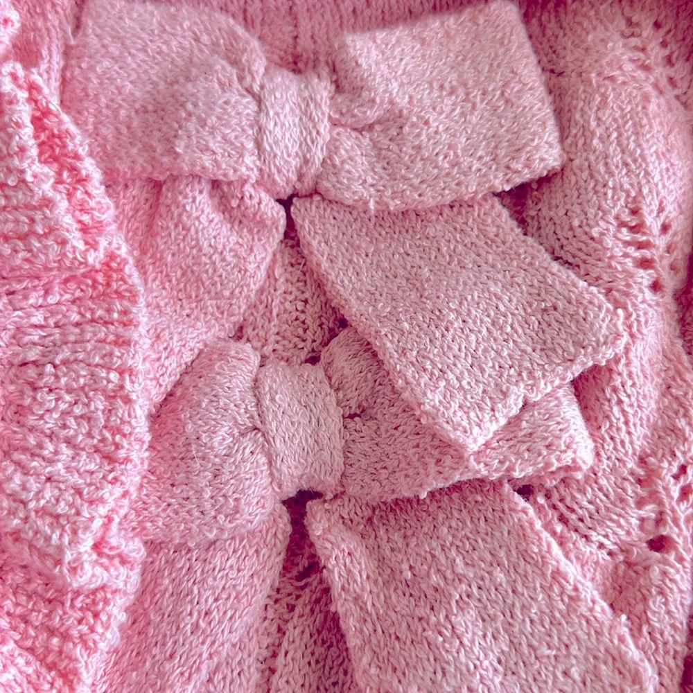 Love Shack Fancy Pink Ruffled Sweater with Bows - Picture 4 of 5